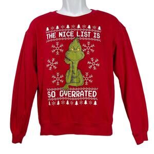 The Grinch THE NICE LIST IS SO OVERRATED Ugly Christmas Sweatshirt Size Small